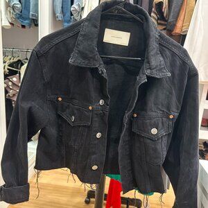 Cropped Black Zara Denim Jacket Size Small
